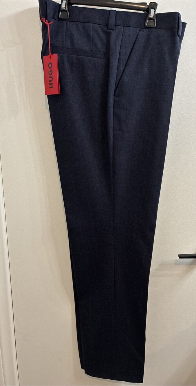 HUGO Boss Tom 224X Dress Pants Men 38R Blue Wool Blend Modern Fit NWT 50488691